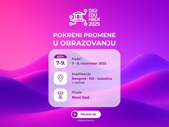 Obrazovanje na prvoj liniji – DigiEduHack preispituje učenje u eri digitalnih tehnologija Srbija, 7, 8. i 9. novembar 2025. godine